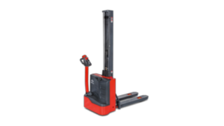 The monomast on the Linde MM10 pallet stacker improves the view of the load carrier and the load.
