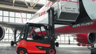Linde trucks in action at the airport