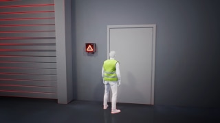 Animated video on the risks of pedestrians passing through doors