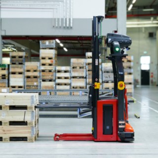 The Linde Material Handling L-MATIC HD k automated pallet stacker