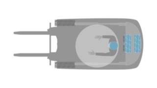 Graphic showing an electric counterbalanced forklift truck in the three-wheeled version